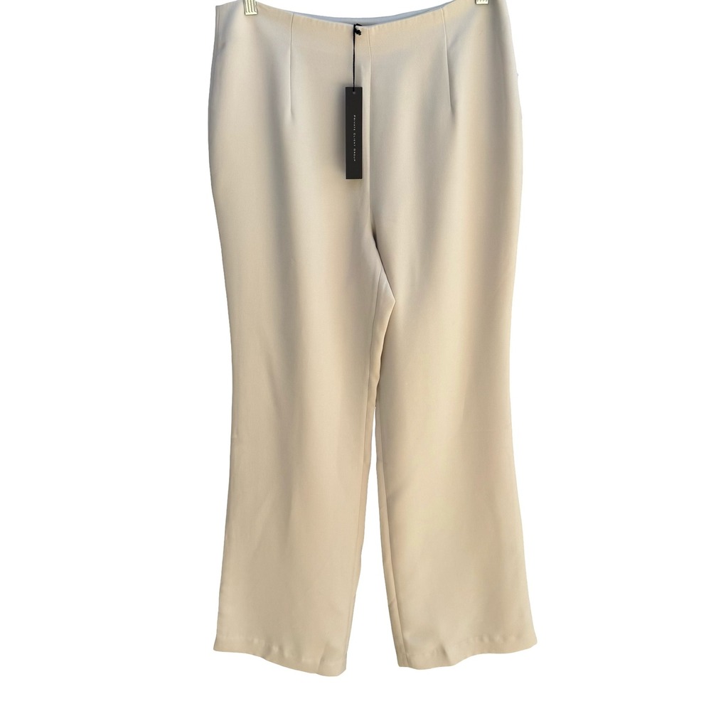 Pamela Dennis Minimalist Quiet Luxury Chic Crepe Flat Front Dress Pants 16 NEW